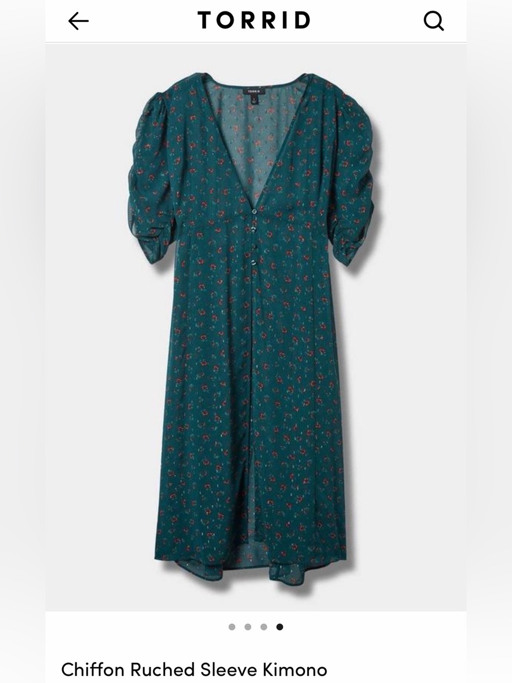 torrid Teal Floral V-Neck Puff Sleeve Midi Dress